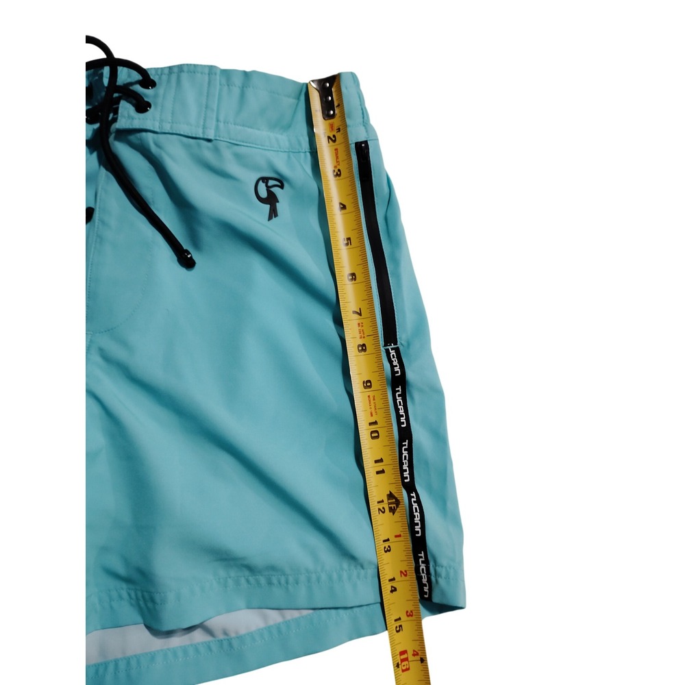 Tucann Mens Aqua Blue Swim Trunks Board Shorts Toucan Logo Tape Size Medium - Picture 4 of 8